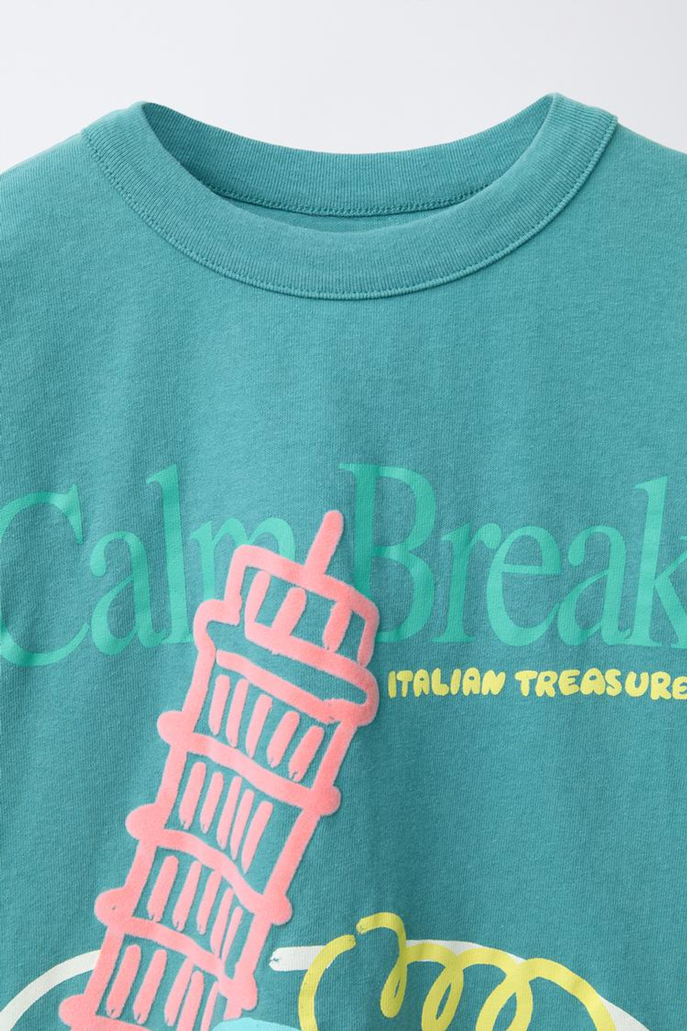 ZARA ФУТБОЛКА С ПРИНТОМ, СИНИЙ