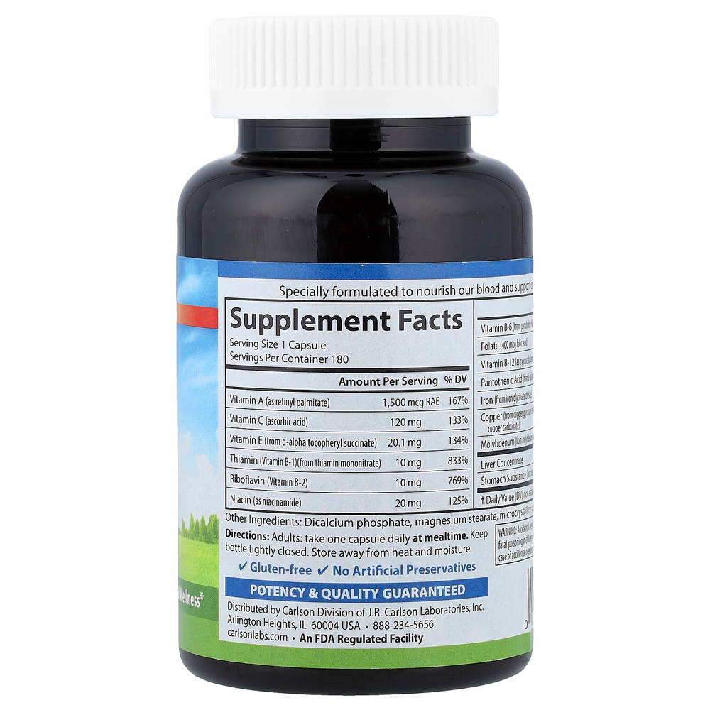 Carlson, Blood Nutrients®, 180 капсул