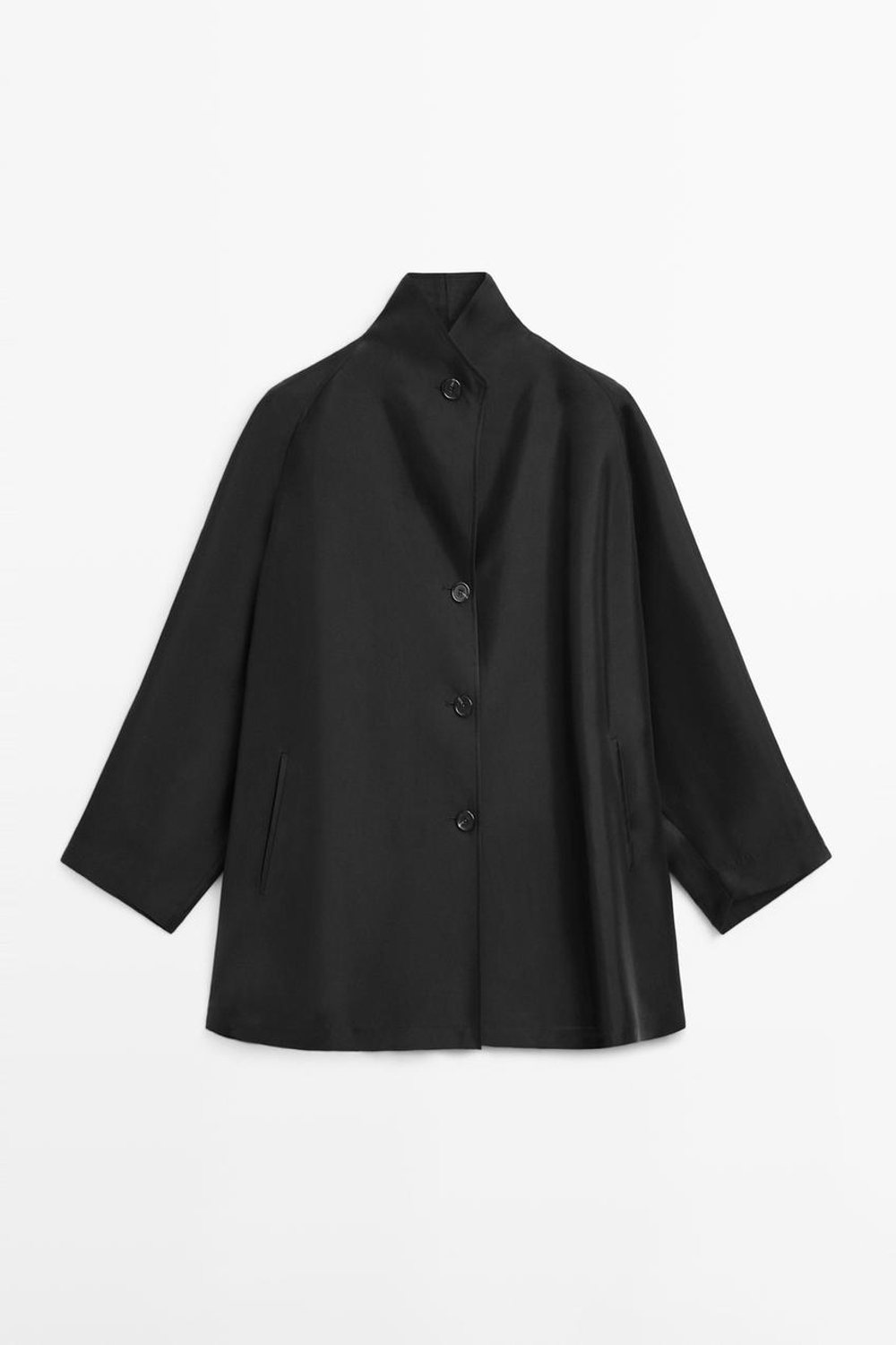 Massimo Dutti Драпированная накидка с пуговицами и оборками, черный