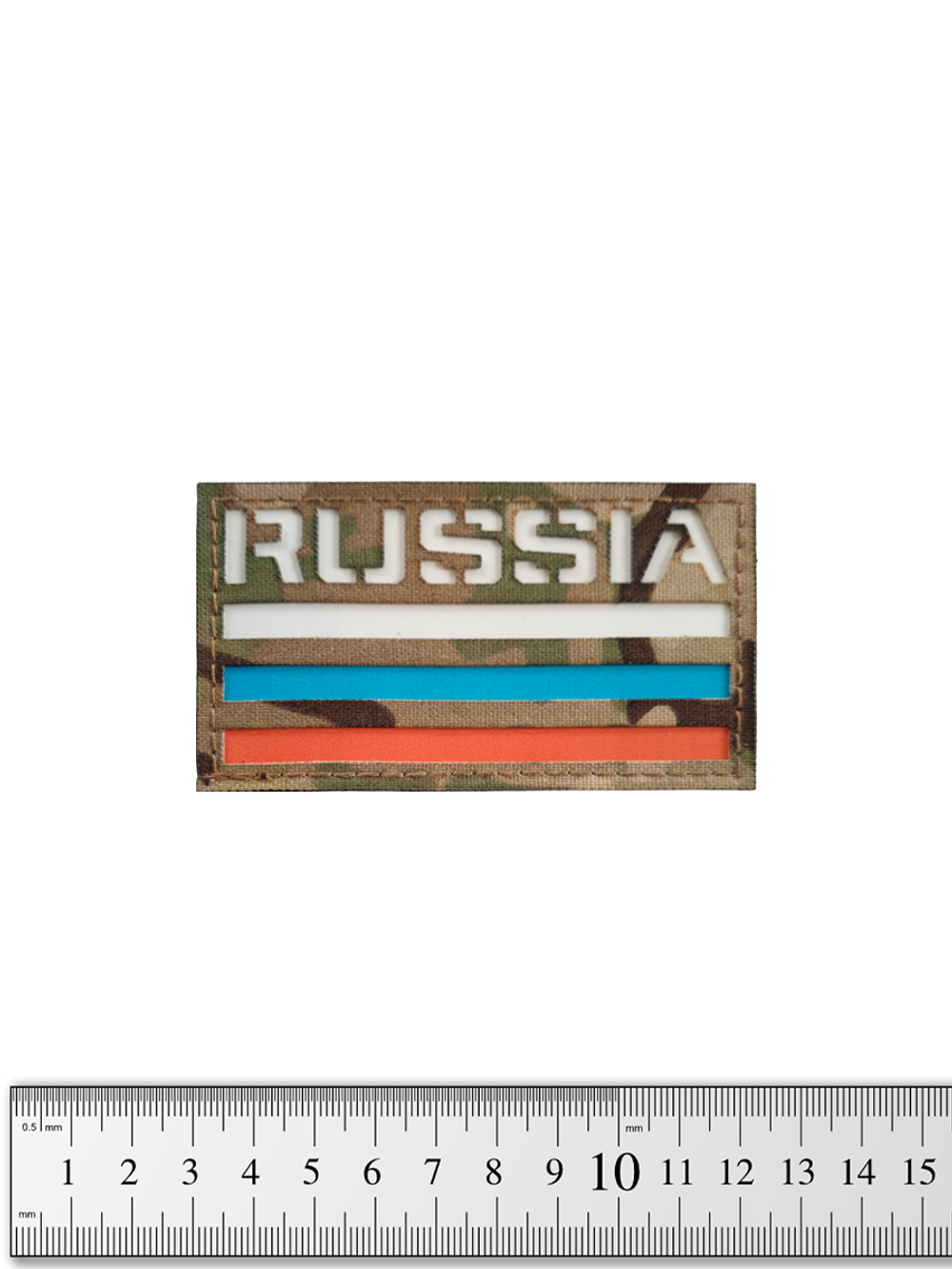 Шеврон Флаг Russia кордура с ИК ремиссией 5х9 см. Мультикам/триколор