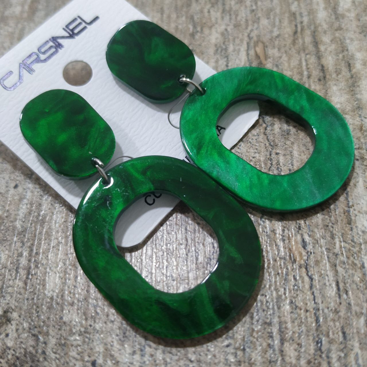 Серьги-гвоздики Murena 2 овала цвет зеленый перламутровый