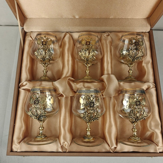 Набор из 6-ти бокалов для коньяка "Герб России" (подарочный футляр)