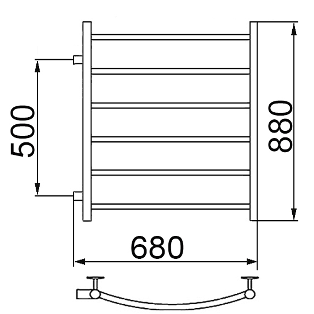 Полотенцесушитель Ника ARC ЛД 80/60 бок. подкл. 50 см, шт