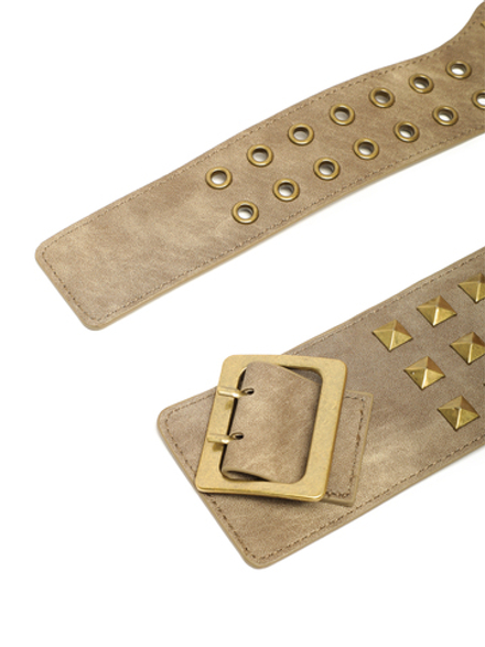 Ремень Brown Washed Studded Wide Faux