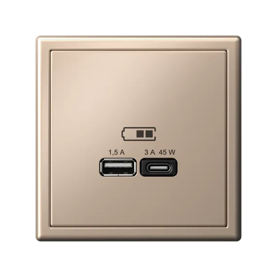 ARTGALLERY USB РОЗЕТКА A + тип-C 45Вт высокоскор.заряд. QC, PD, механизм, ПЕСОЧНЫЙ