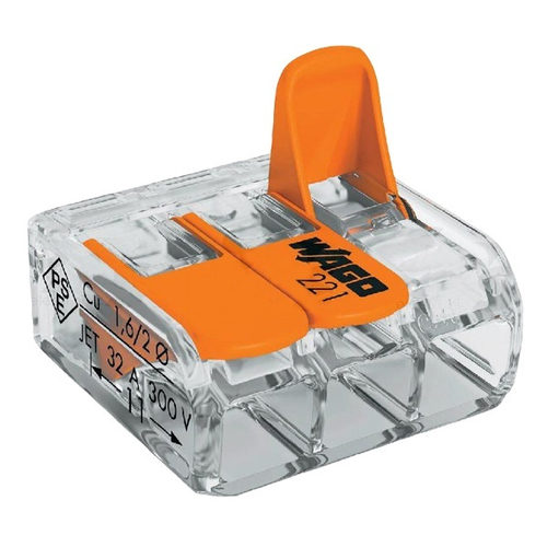 Клеммник WAGO 3 (одножильных или многожильных) х 0,08-4 мм 32A Cu [уп. 50шт] 221-413