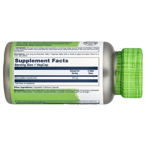 Solaray, True Herbs, мака, 525 мг, 100 вегетарианских капсул