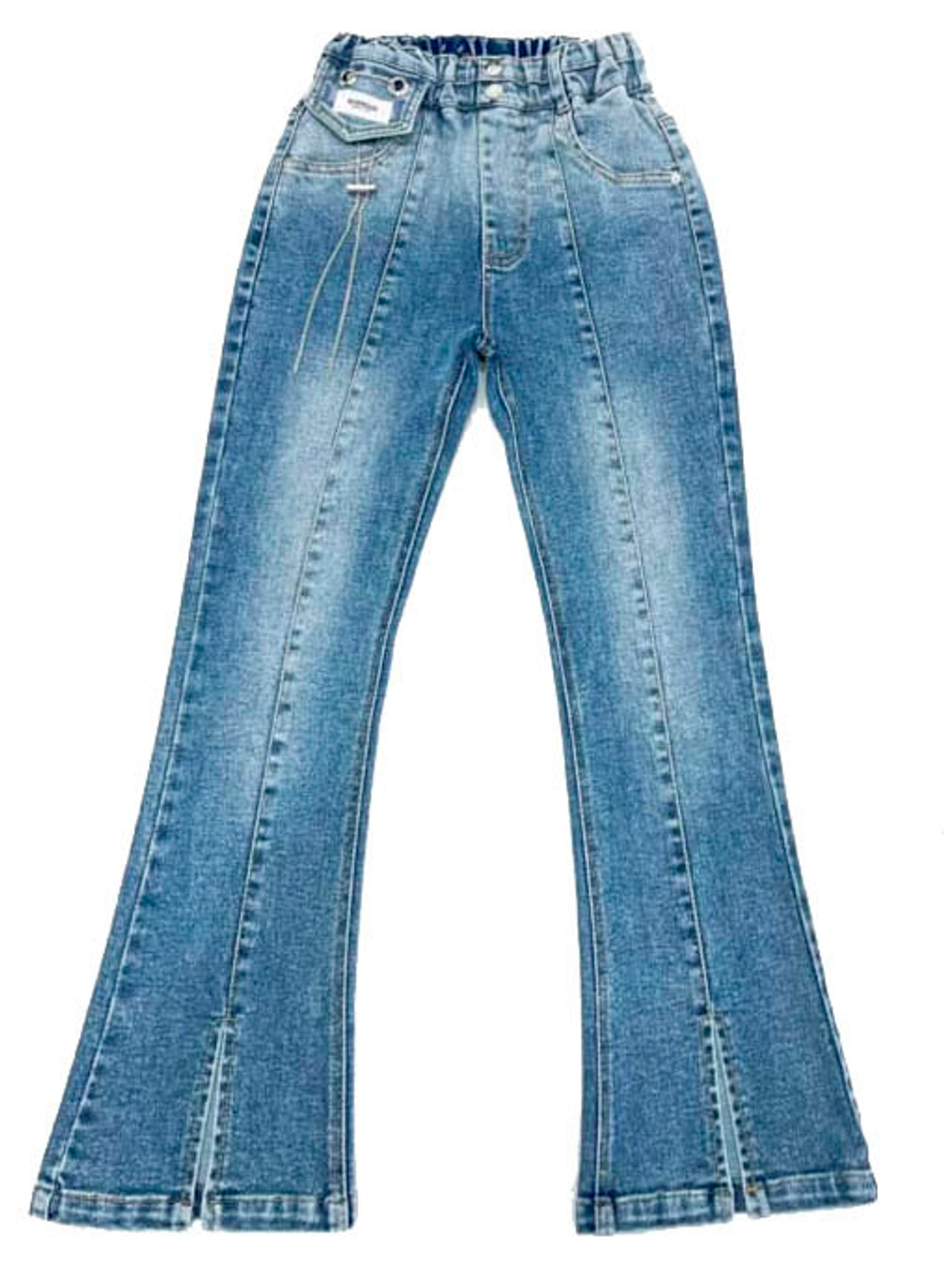 джинсы на резинке клеш Сердечки 4458