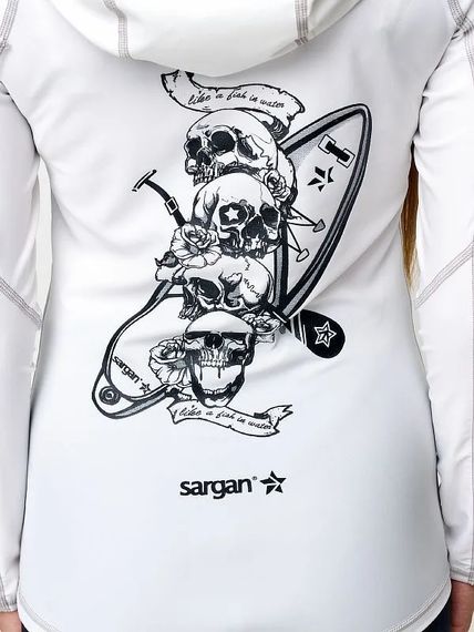 Футболка рашгард лонгслив Sargan Скелетон-Сап Худи UPF 50+ белый