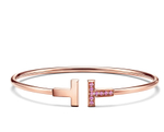 Браслет из розового золота 18k с розовыми сапфирами 💠Tiffany - T Wire - Единственный в наличии