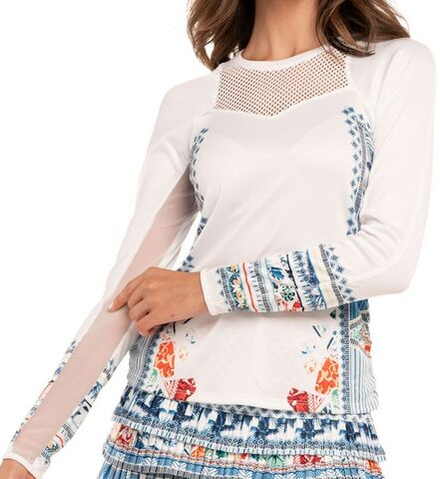 Женская теннисная футболка   Lucky in Love Playing In Paradise L/S - aegean blue