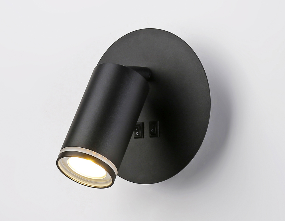 Светильник светодиодный настенный с выключателем FW2463 BK черный LED 4200K 7W D145*150