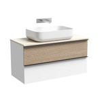 Тумба подвесная Sancos Delta, Дуб светлый/белый 995х445х500, под столешницу без отверстия под смеситель, цвет Kreman