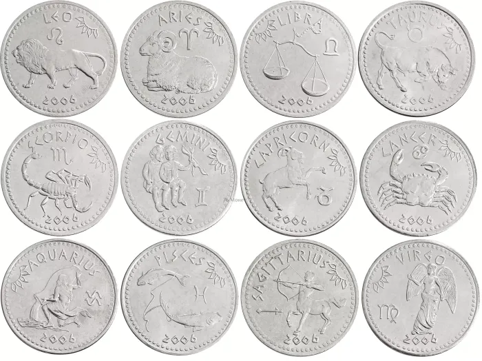 Набор монет 10 шиллингов 2006 Сомалиленд Знаки Зодиака (12 штук)