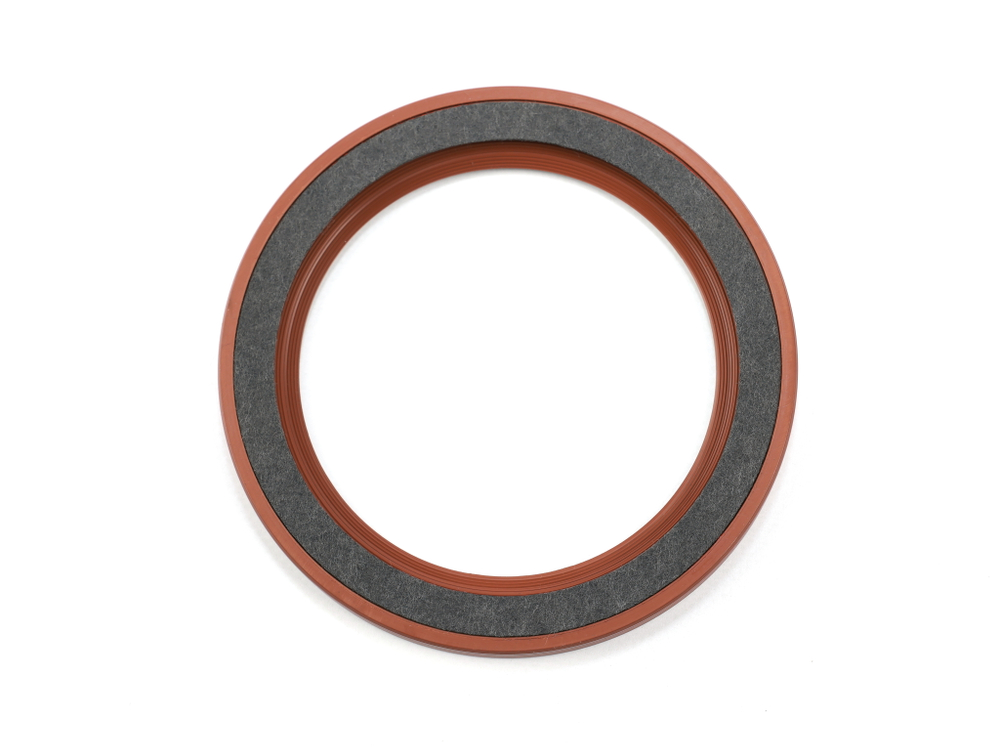 Сальник 100x125x11 дв. ЯМЗ-536, 534 коленчатого вала задний МКВ с конической губой и фетром (красный/FPM+MKB) Резинотехника г. Балаково  ( ОЕ 5340.1005161-02МКВ+ф )