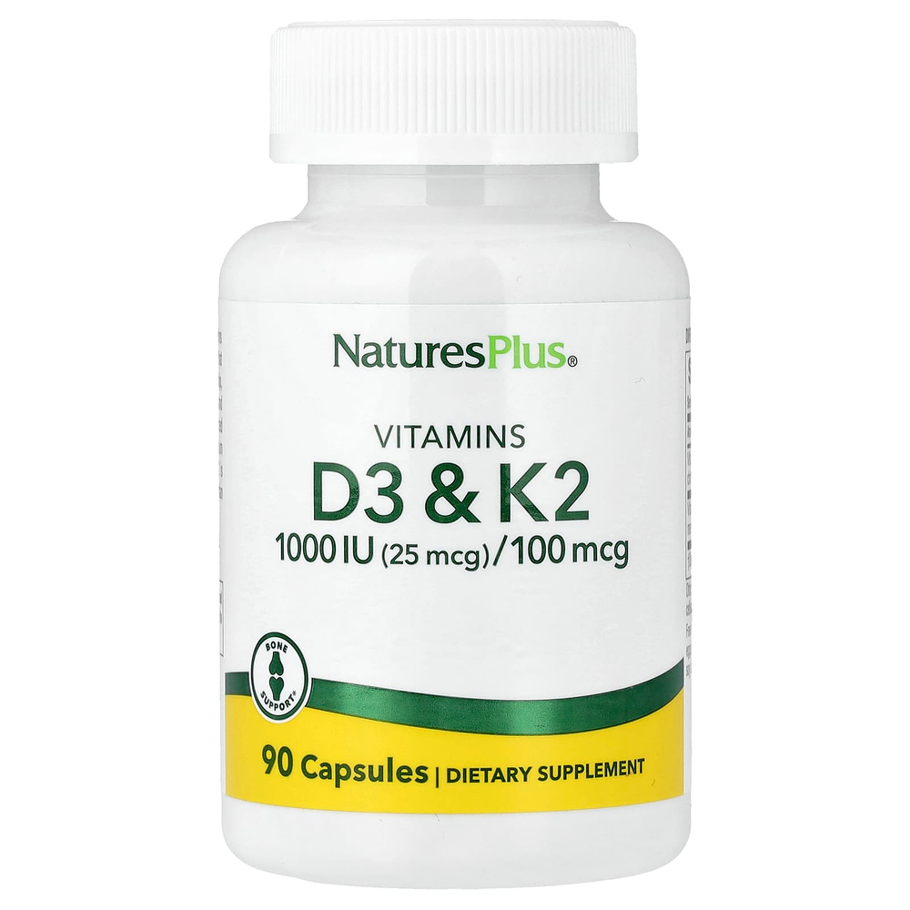 NaturesPlus, витамины D3 и К2, 90 капсул