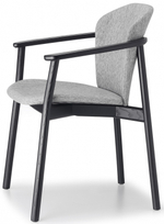 Кресло деревянное с обивкой Scab Design Natural Finn, черный ясень, светло-серый