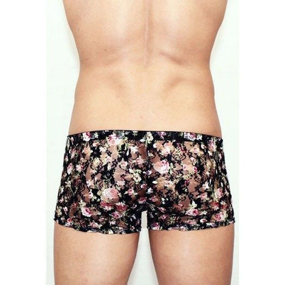Мужские трусы боксеры черные в сеточку Romeo Rossi Black Boxer RR00220