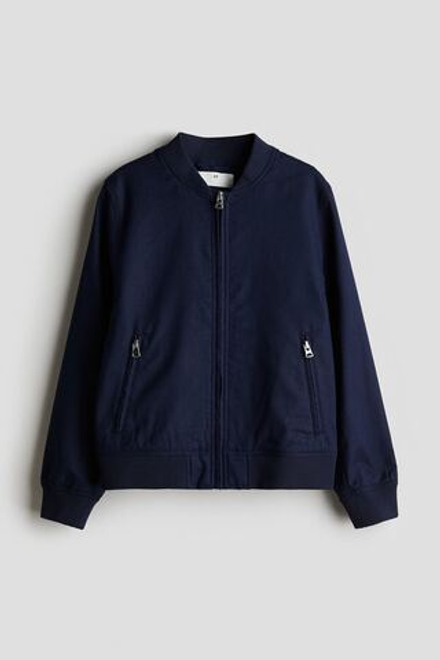 H&M Куртка-бомбер из льняной смеси, темно-синий