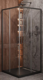 Душевой уголок Cezares MOLVENO-A-2-90-C-GM-IV, 90х90х195, профиль оружейная сталь, прозрачное стекло