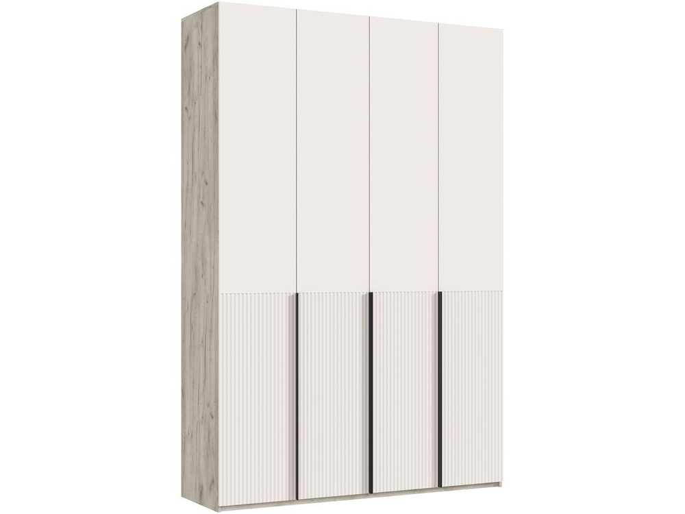 Шкаф для одежды распашной с полками и штангой 3 створки Браш Вайт/Дуб Крафт 120х 51х 240 см