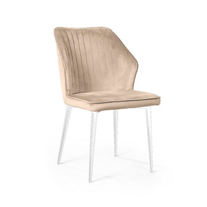 Стул Berg, бархат светло-бежевый 2 / белый конус