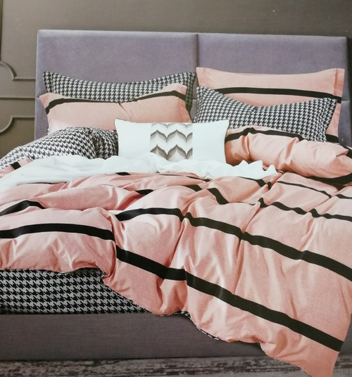 2-спальное постельное белье из сатина Ванильное с полосками