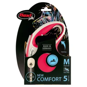 Рулетка flexi NEW LINE Comfort М (до 20 кг) трос 5 м серый/красный