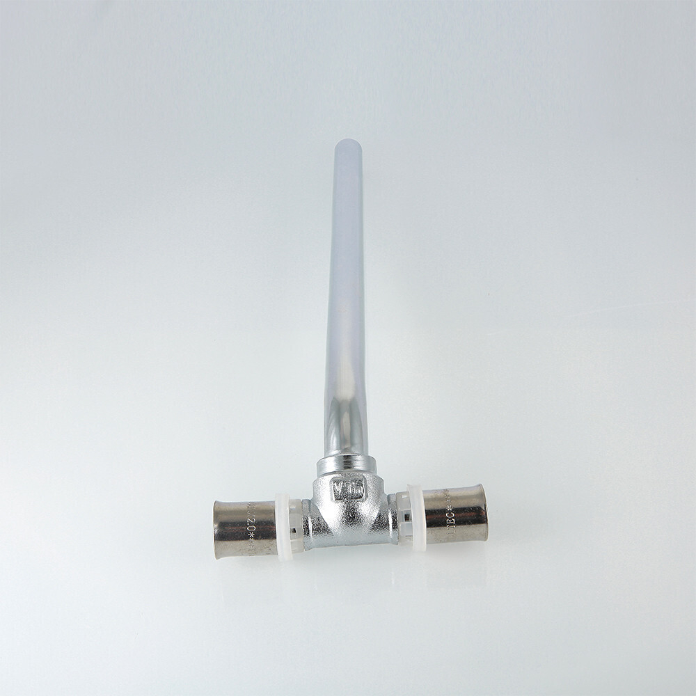 Пресс-фитинг – тройник с хромированной трубкой 15 мм, 16х15х16, 70 см