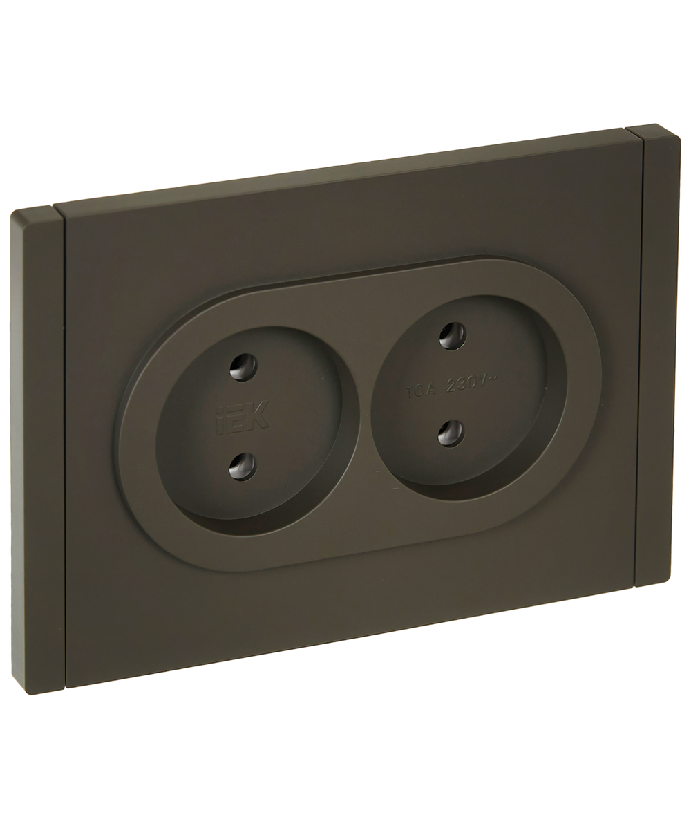 FORTE&PIANO Розетка 2-местная без заземления без защитных шторок безвинтовое крепление 10А FP326 серый IEK