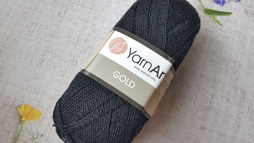 Пряжа YarnАrt &quot;Gold&quot; 9038 чёрный с чёрным