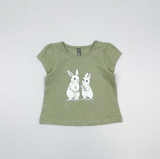 Футболка хлопковая "Нежные зайчики" оливковый хаки