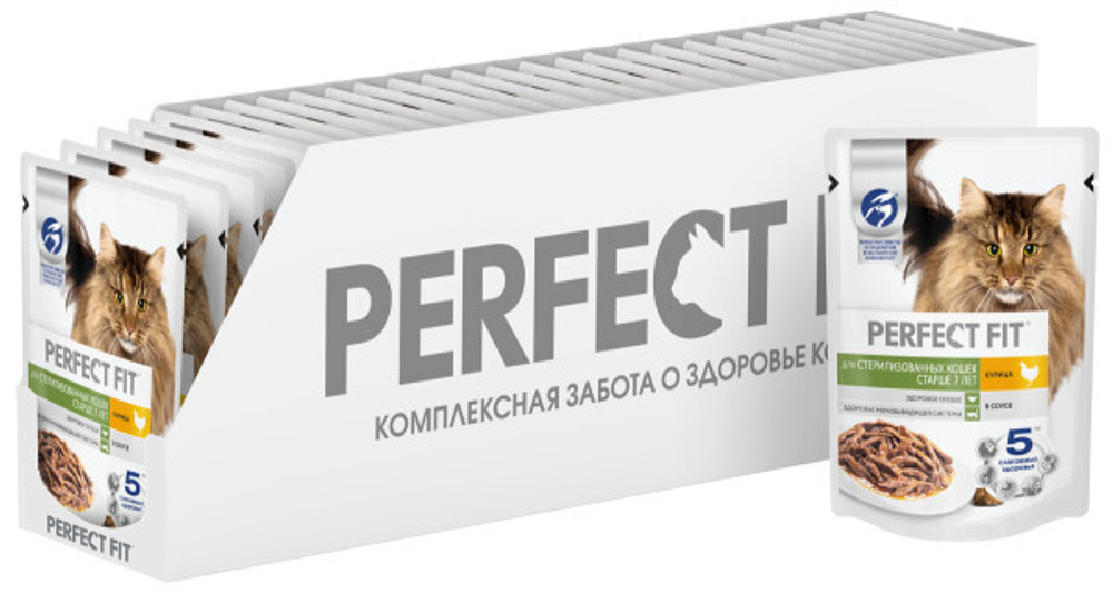 Курица, 75г старше 7 лет влажный корм для кошек Perfect Fit стерилиз.