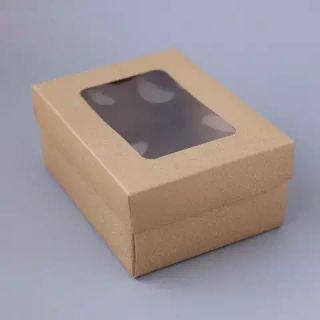 Коробка прямоугольная крафт с окошком 16х12х7 см