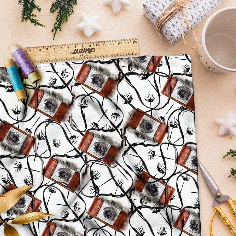 Ткань шелк Армани антикварные фотоаппараты