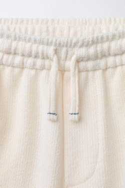 ZARA ШОРТЫ-БЕРМУДЫ В СТИЛЕ РУСТИК, ЭКРЮ