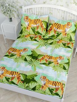 Постельное белье Сказка "Год тигра" 2-спальный Наволочка 50х70 см 2 шт Простынь 240х215 см Пододеяльник 175х215 см, перкаль