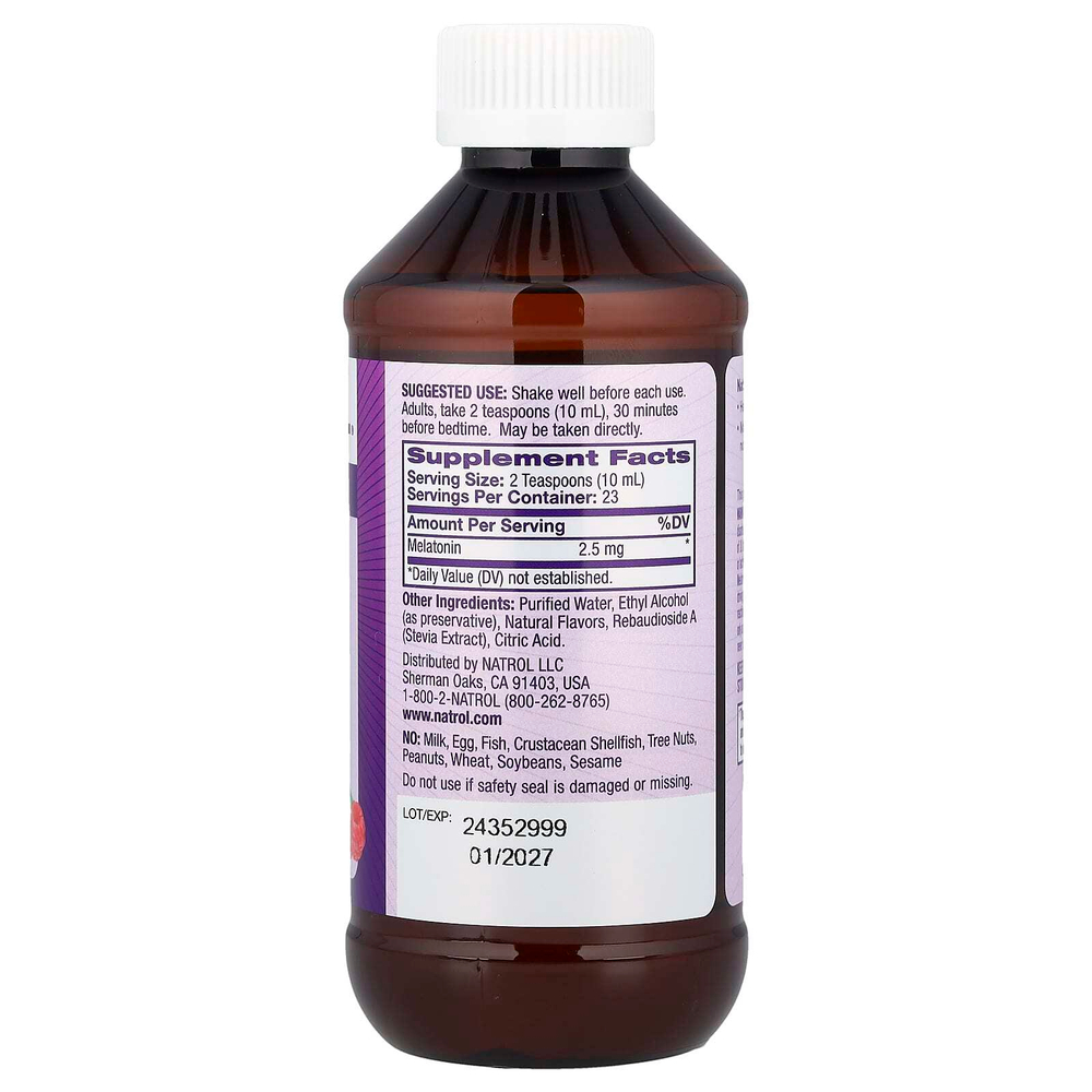 Natrol, жидкий мелатонин, со вкусом ягод, 2,5 мг, 237 мл (8 жидк. унций)
