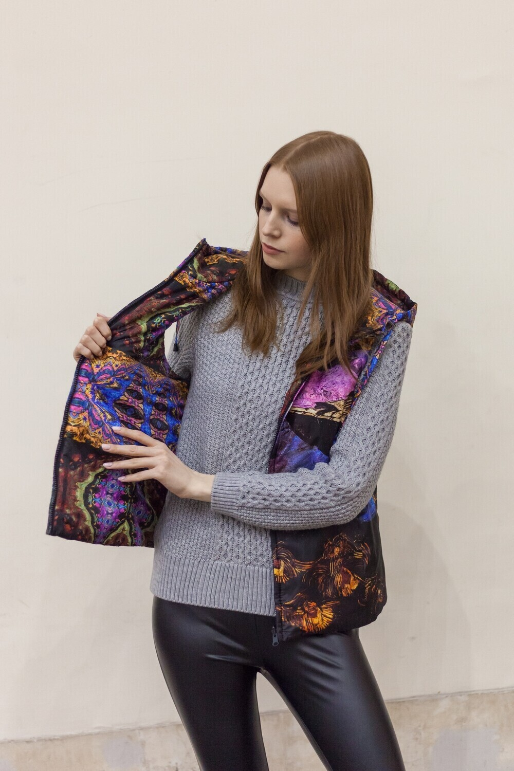 Двусторонний жилет "Богема", по мотивам живописи Михаила Врубеля