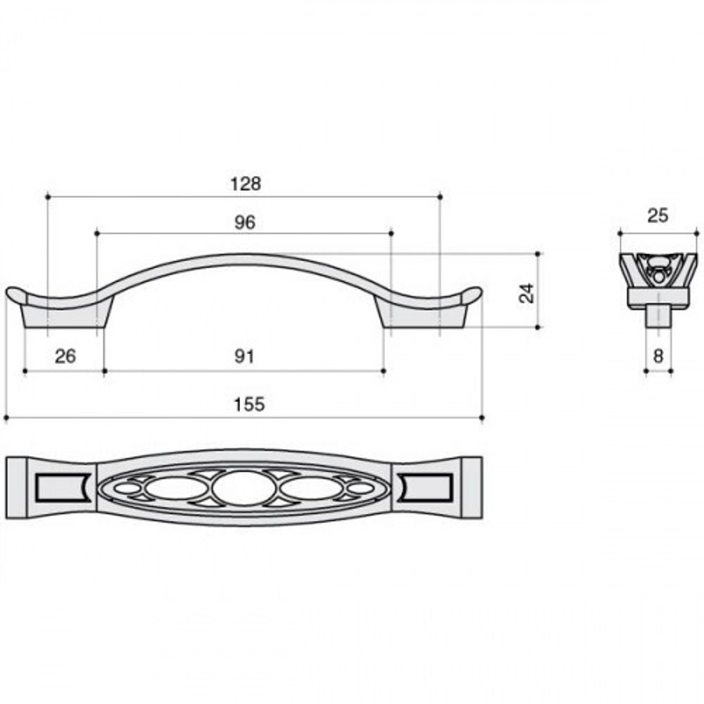Ручка-скоба 128-096мм, отделка серебро античное