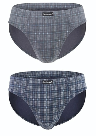 Комплект из 2 трусов-слипов в клетку (Размер: M) (Цвет: серый с синим)