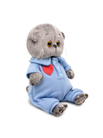 Мягкая игрушка Кот Басик в голубом комбинезоне 20 см BB-155