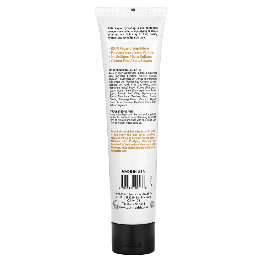 Zion Health, Claymask, манго и ши, 120 мл (4 жидк. унц.)