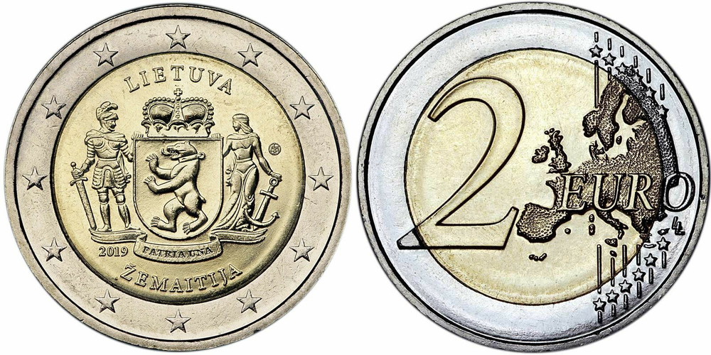 Литва 2 евро, 2019 Литовские этнографические регионы - Жемайтия UNC