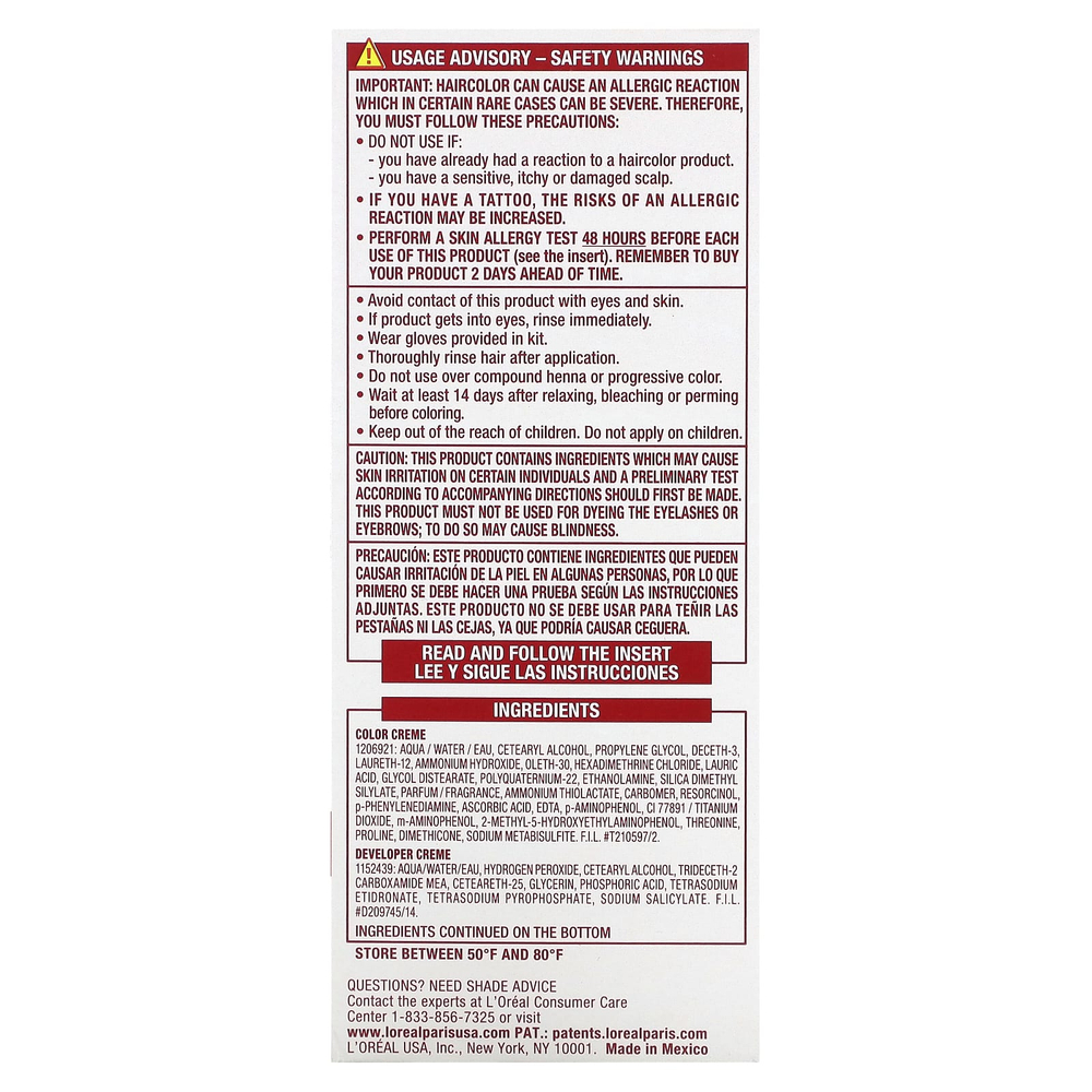 L'Oréal, Excellence Creme, Triple Care Color, 6 г светло-золотисто-коричневого цвета, 1 нанесение