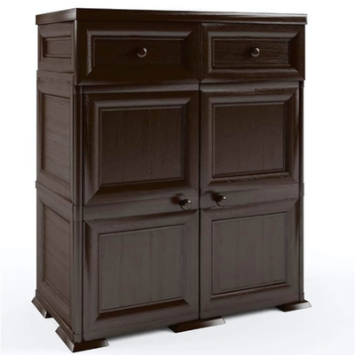 Шкаф - комод пластиковый "УЮТ" 2 дверцы, 2 ящика Э-117 (шоколадный) 810х420х1030