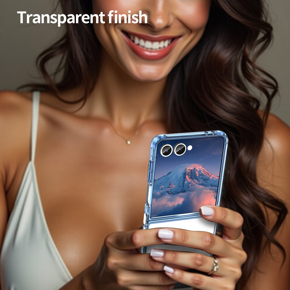 Чехол прозрачный для Samsung Galaxy Z Flip 7, мягкие усиленные боковые рамки синего цвета