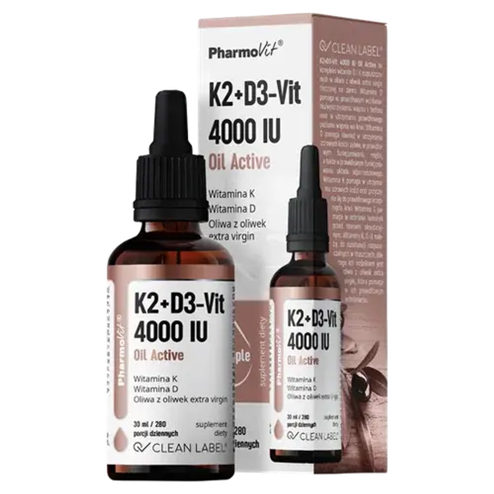Pharmovit Clean Label K2+D3-Vit 4000 IU Oil Active диетическая добавка, 30 мл