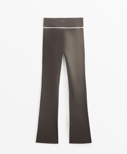 OYSHO Брюки-клеш Perfect-adapt с V-образным вырезом на талии, длиной до щиколотки 65 см, серо-коричневый