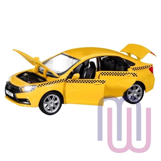 МОДЕЛЬ МАШИНЫ 1/24 LADA VESTA ТАКСИ ЖЕЛТЫЙ